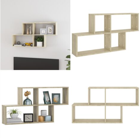 Estante de pared madera contrachapada roble Sonoma 100x18x53 cm - Estante de madera - Estante de cubos