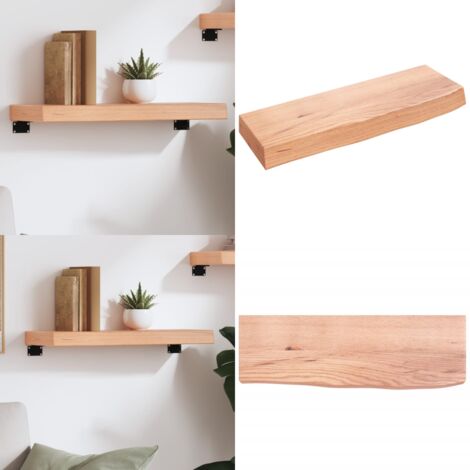 Estante de pared madera de roble tratada marrón claro 60x20x6cm - Estante de madera - Roble barnizado
