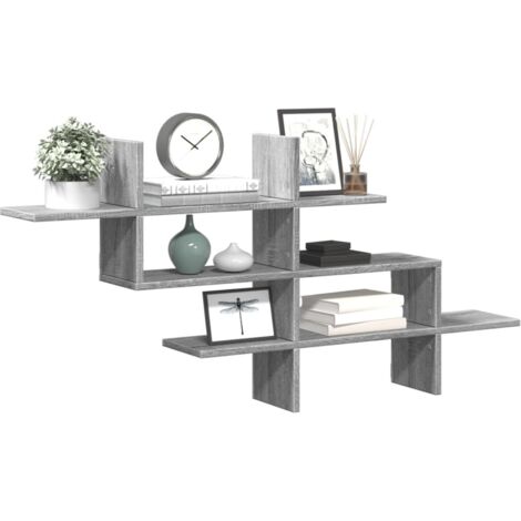 Estante de pared madera ingeniería gris  124,5x18x60,5 cm