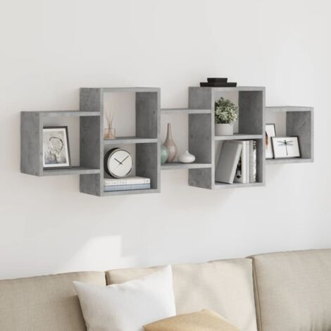 Estante de pared madera ingeniería gris hormigón 129x18x42 cm vidaXL