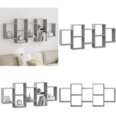 Estante de pared madera ingeniería gris Sonoma 159x18x65 cm - Estantería de madera - Estantería de pared gris
