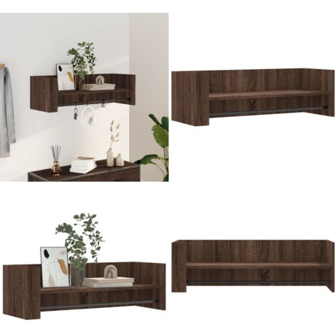 Estante de pared madera ingeniería marrón roble 100x35x30,5 cm - Madera de ingeniería - Almacenamiento en pared