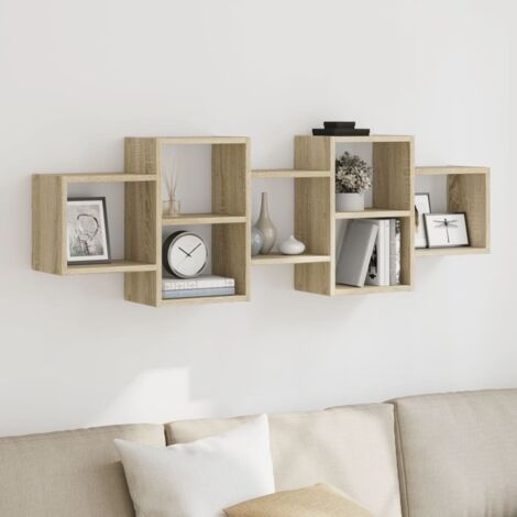 Estante de pared madera ingeniería roble  129x18x42 cm