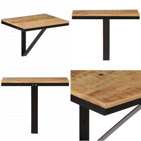 Estante de pared madera maciza de mango y hierro 40x30x32 cm - Estantería de madera - Estantería de mango
