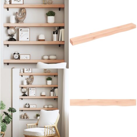 Estante de pared madera maciza de roble sin tratar 100x10x6 cm - Estante de madera - Estante de roble