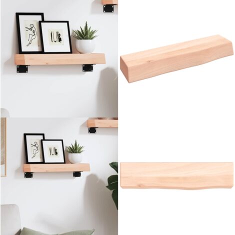Estante de pared madera maciza de roble sin tratar 40x10x6 cm - Estante de madera - Roble