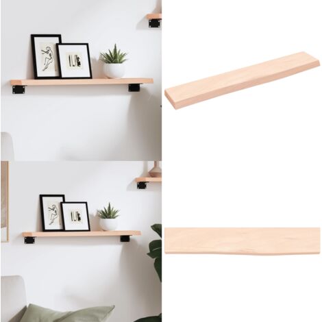 Estante de pared madera maciza de roble sin tratar 60x10x2 cm - Estante de madera - Roble