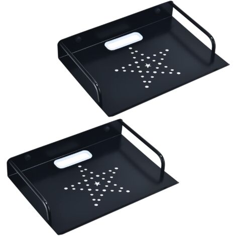 Estante de pared metálico para router, proyector, estante flotante negro, soporte de pared para decodificadores, consolas de videojuegos, reproductores de DVD (2 unidades, pequeño)