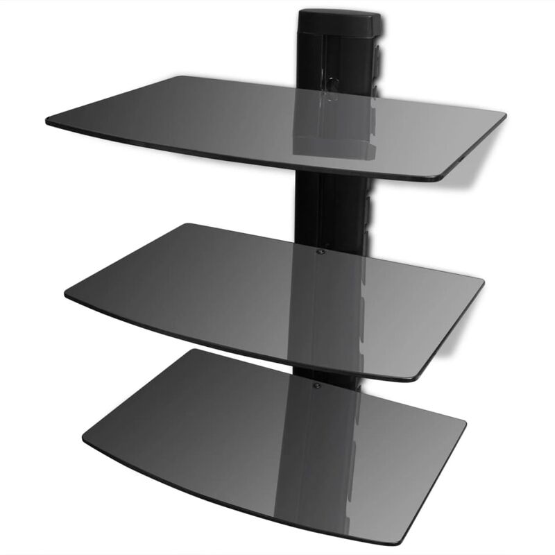 

Estante de pared para aparatos DVD 3 niveles de vidrio negro