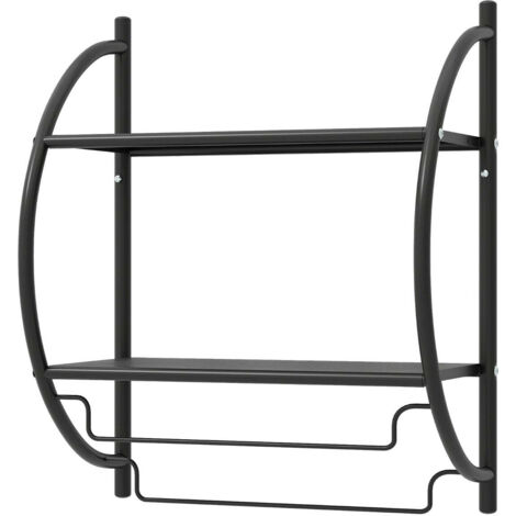 Estante de pared para baño 45 x 255 x 55 cm facilita la organización del espacio diseño moderno en hierro cromado negro 200012068