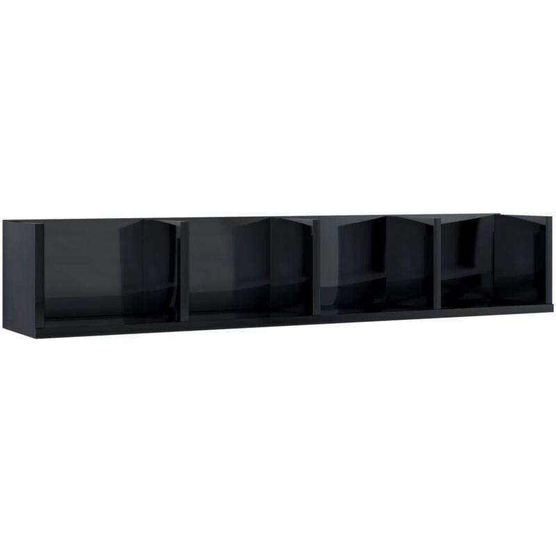 

vidaXL Estante de Pared para CD Aglomerado 100x18x18 cm Negro Brillante - Negro