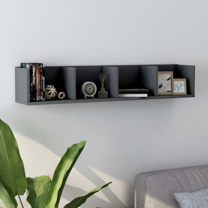 

Estante de pared para CD aglomerado gris 100x18x18 cm - Gris