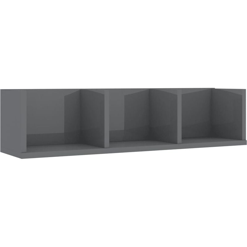 

Estante de pared para CD aglomerado gris brillante 75x18x18cm