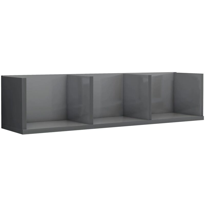 

vidaXL Estante de Pared para CD Aglomerado 75x18x18 cm Gris Brillante - Gris