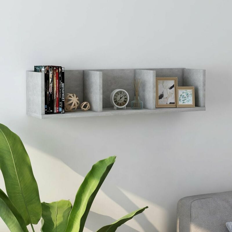 

Estante de pared para CD aglomerado gris hormigon 75x18x18 cm