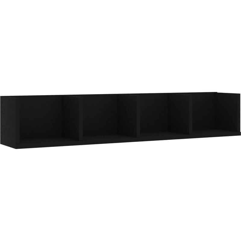 

Estante de pared para CD aglomerado negro 100x18x18 cm