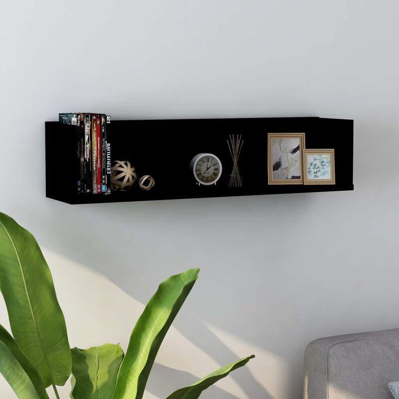 

Estante de pared para CD aglomerado negro 75x18x18 cm - Negro