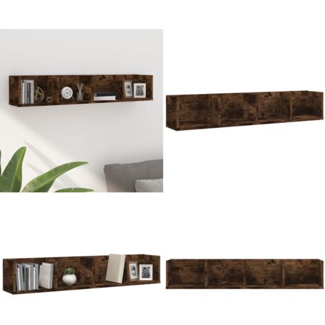Estante de pared para CD madera color roble ahumado 100x18x18cm - Estante de madera - Estante para música