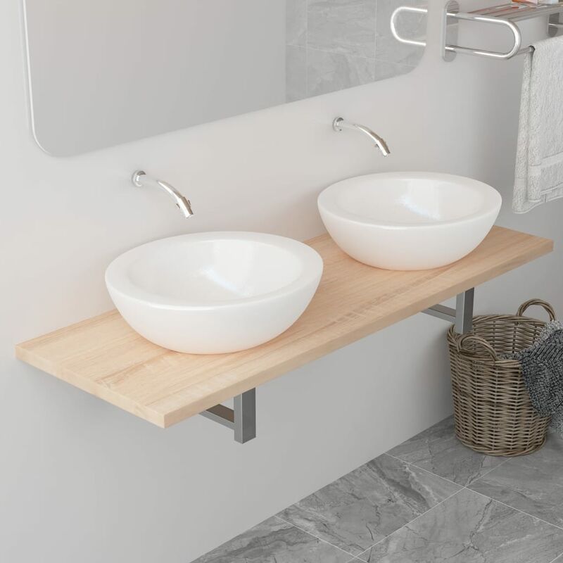 

Estante de pared para lavabo color roble 120x40x16,3 cm
