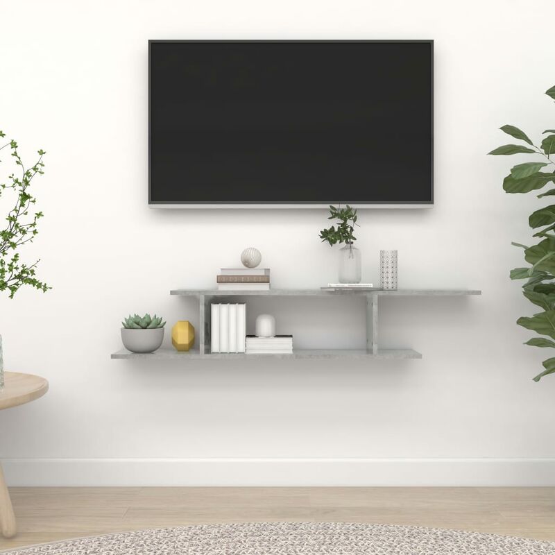 

Estante de pared para TV aglomerado gris hormigón 125x18x23 cm