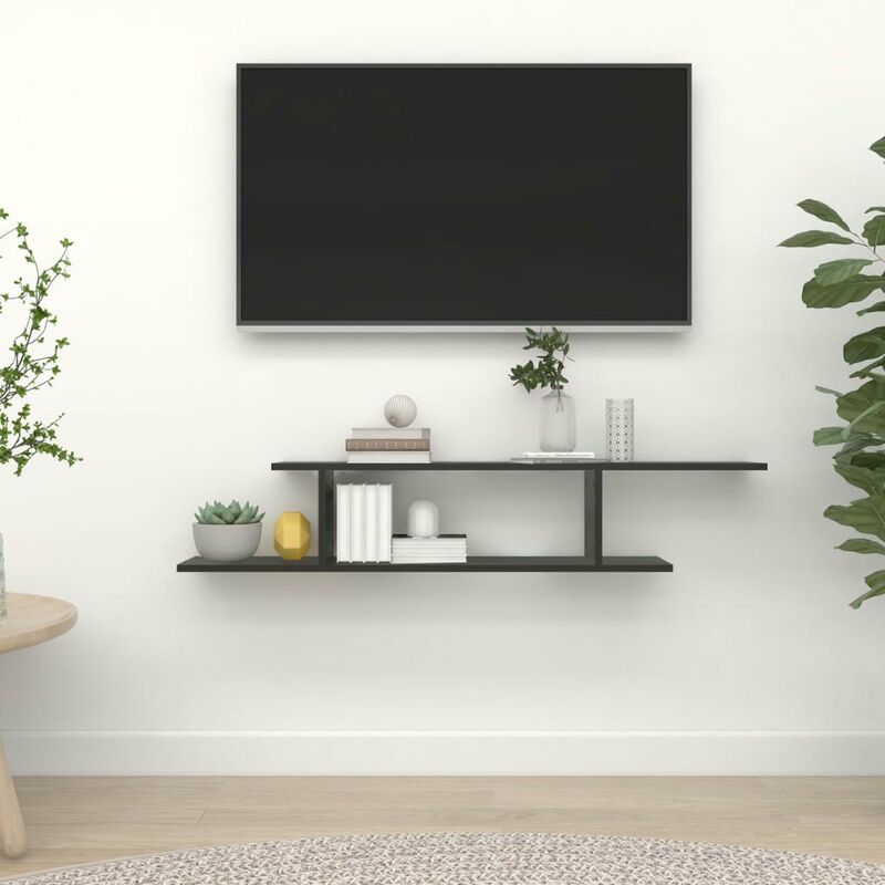 

Estante de pared para TV aglomerado negro 125x18x23 cm
