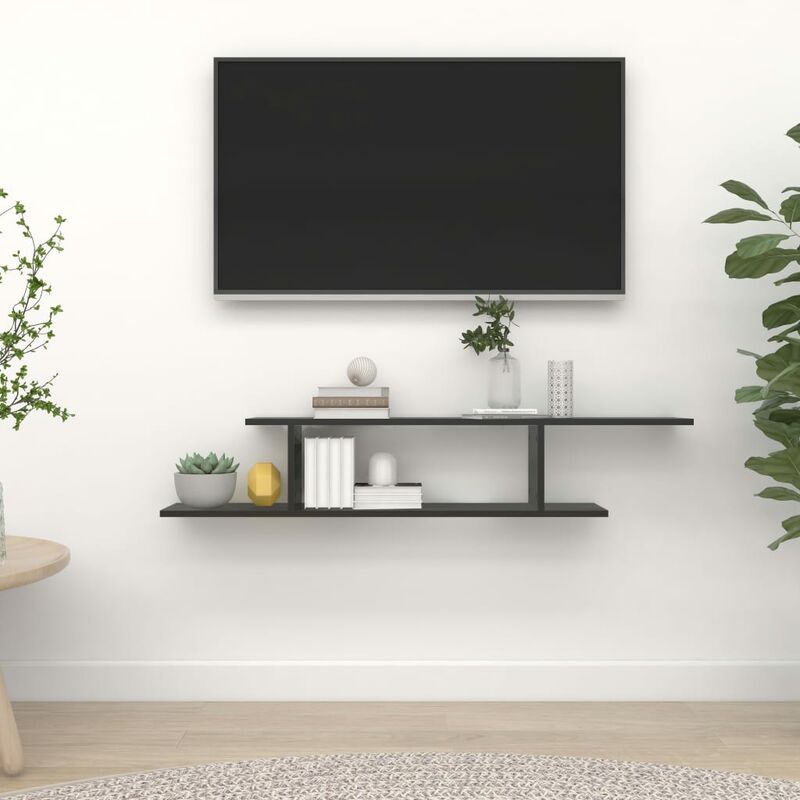 

Estante de pared para TV aglomerado negro 125x18x23 cm