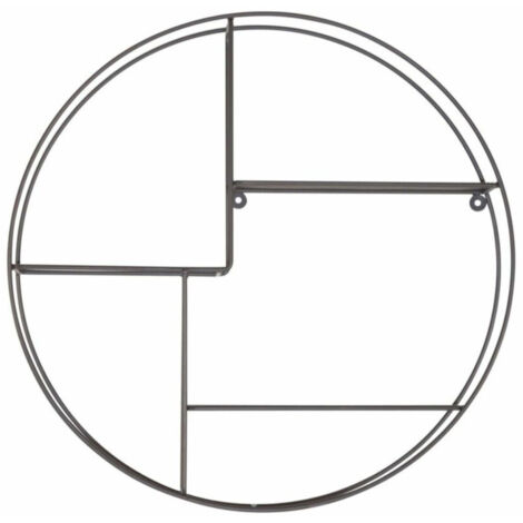 Estante de pared redondo con 3 estantes de rejilla en elegante y práctico metal gris ETA05030