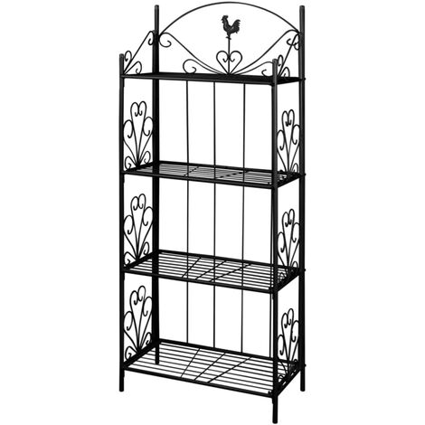Estantería para Plantas Macetas con 4 Niveles de Acero Blanco/Negro