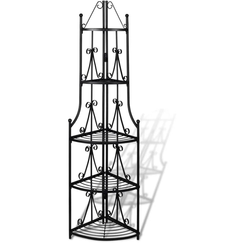 

vidaXL Estante de Planta de Esquina Negro - Negro