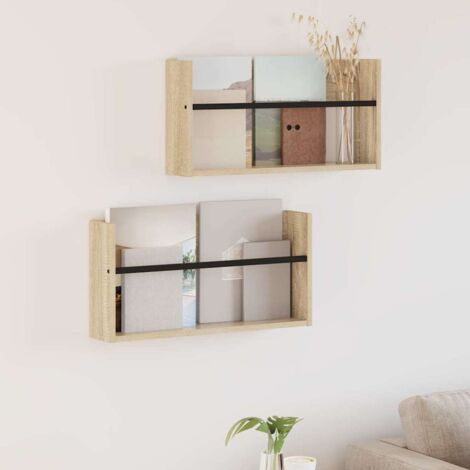 Estante de revistas 2 pcs Roble  60 x 12 x 30 cm