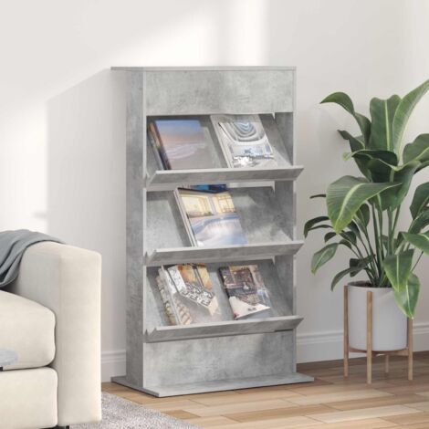 Estante de revistas con estante Gris Concreto 70 x 41 x 126 cm