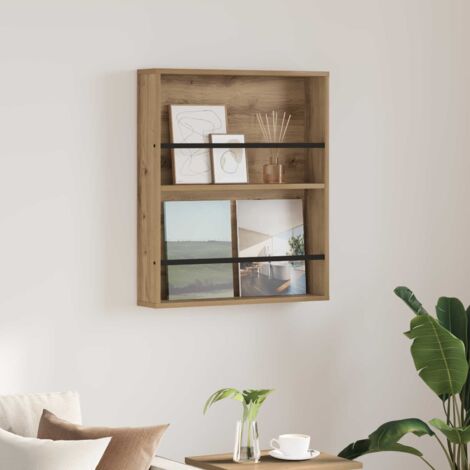 Estante de revistas con estante Roble artesanal 60 x 12 x 70 cm