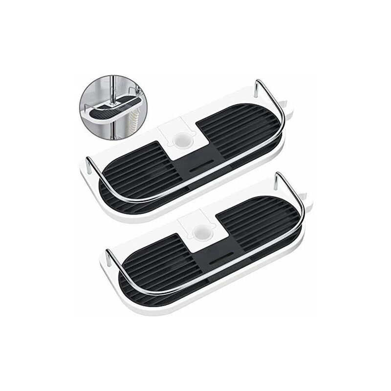 

Estante de riel de ducha sin taladro de 2 piezas Soporte organizador de baño para champú, se adapta a riel de 19 mm 25 mm