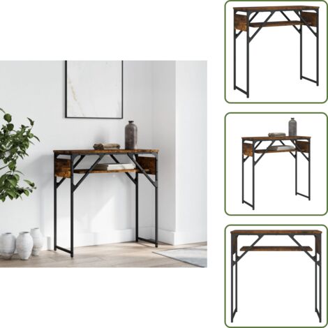 Estante de roble - vidaXL Mesa consola estante madera ingeniería roble humo 75x30x75 cm - Mesa de salón