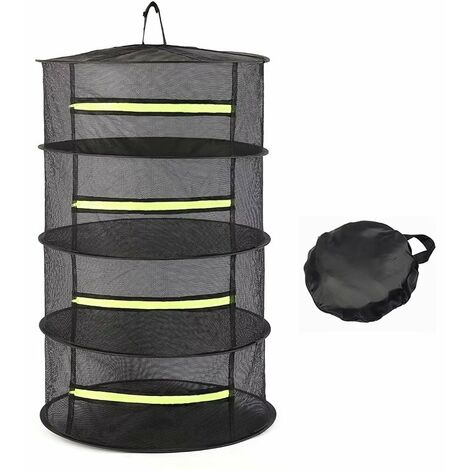 Estante de secado de hierbas de 4 capas con cremallera, cesta plegable de malla de jardín,