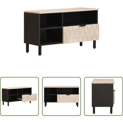 Estante de TV -  Mueble de TV con cajón Acabado de Lavado 80 x 33 x 46 cm