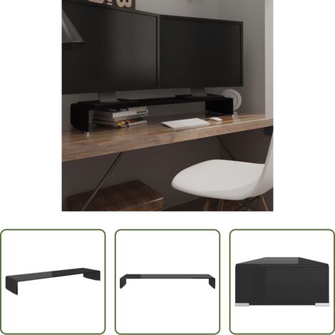 Estante de vidrio -  Soporte para TV/Elevador monitor cristal negro 110x30x13 cm