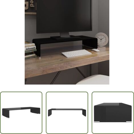 Estante de vidrio -  Soporte para TV/Elevador monitor cristal negro 70x30x13 cm