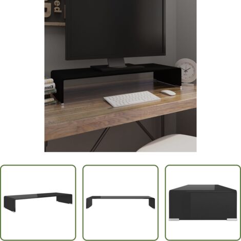 Estante de vidrio -  Soporte para TV/Elevador monitor cristal negro 80x30x13 cm