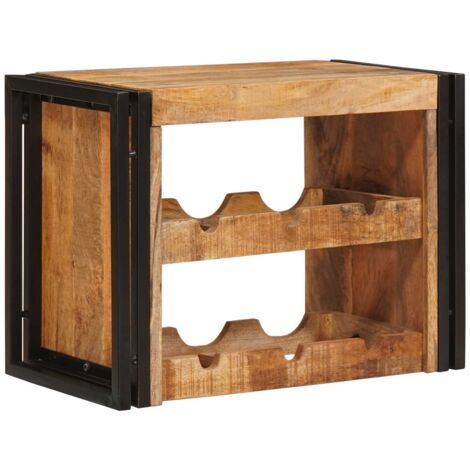 Estante de Vino 60 x 45 x 33 cm Madera de Mango Sólida y Rugosa