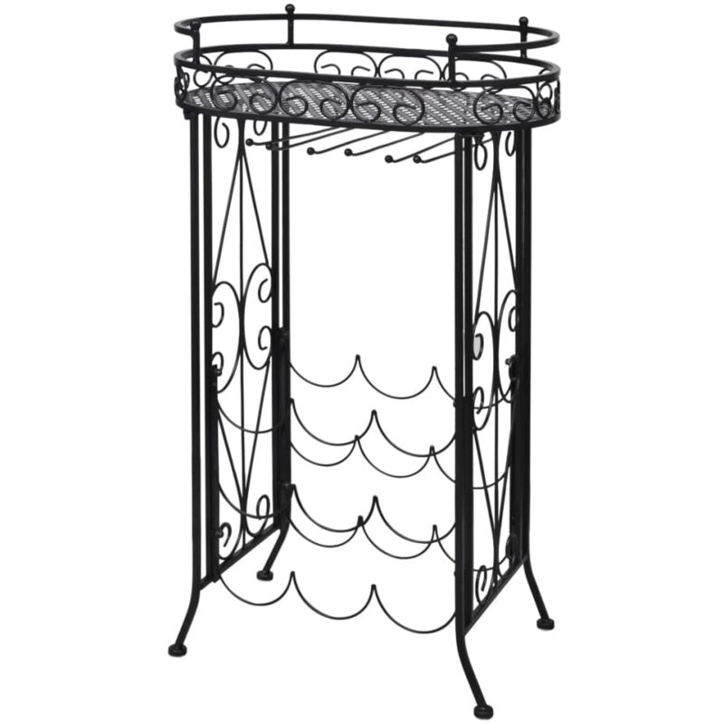 

vidaXL Botellero de metal con soportes para copas para 9 botellas - Negro