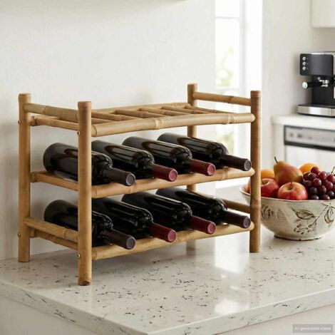 Estante de Vino Natural 57 x 29,5 x 36 cm Bambú