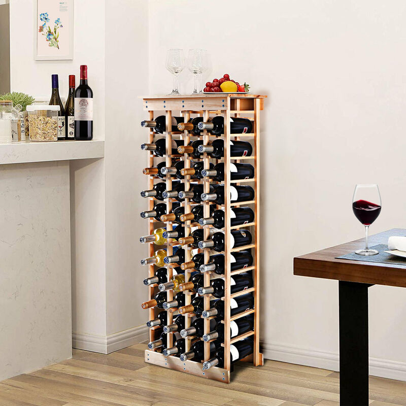 

Estante de Vino para 44 Botellas Botellero de Madera Pino Sostenedor de Pie de Vino