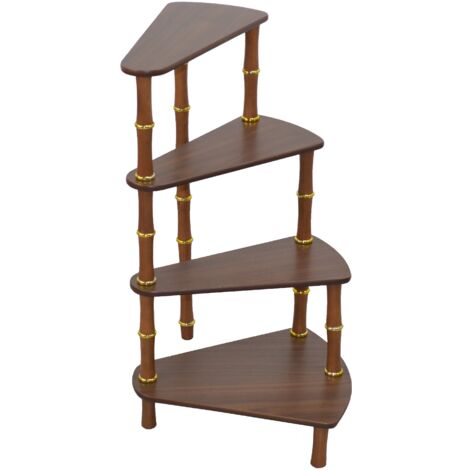 Estante decorativo para plantas de escalera de 4 niveles en madera color nogal ETA05027