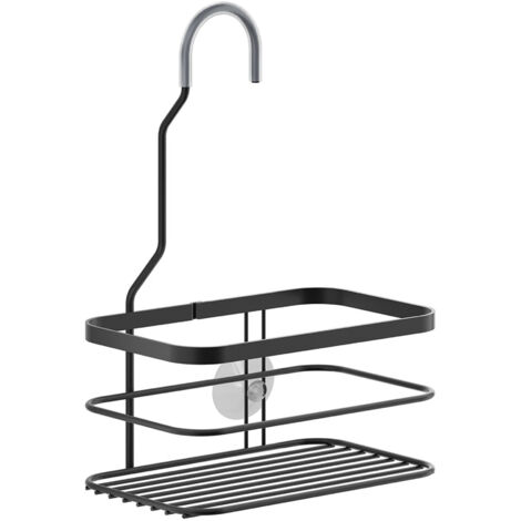 Estante Ducha con Gancho Serie ORIGIN LAVA de Metaltex. Acabado Touch-Therm® Color Negro
