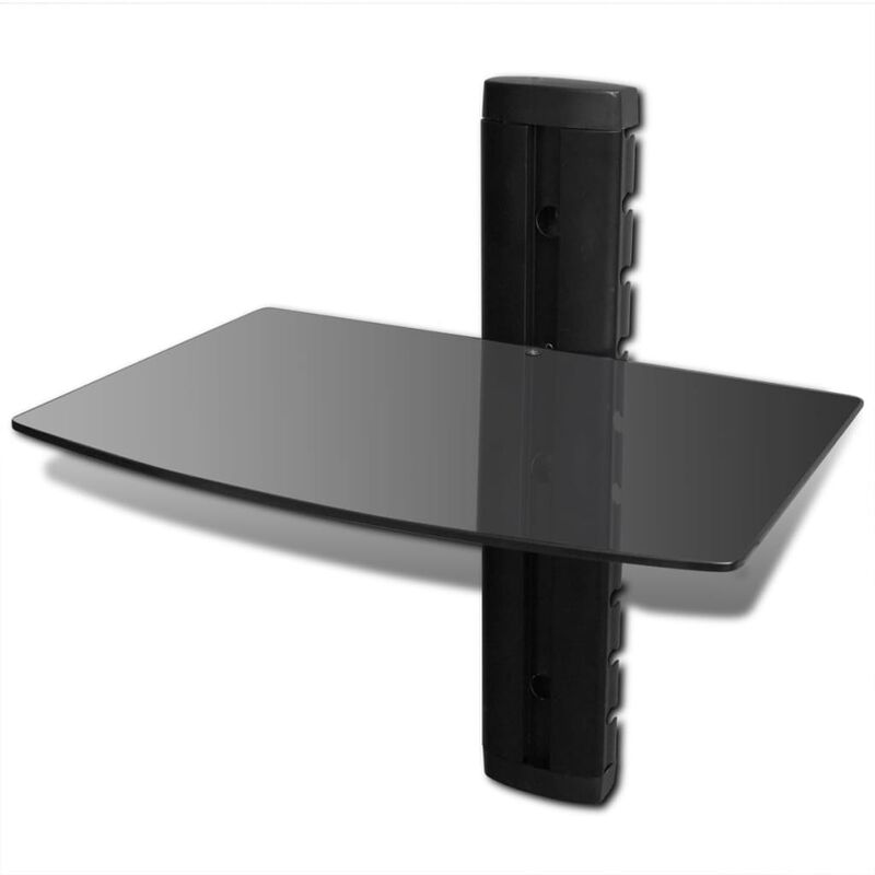 

vidaXL Estante de Pared para Aparatos DVD de Vidrio Negro 1 Nivel - Negro