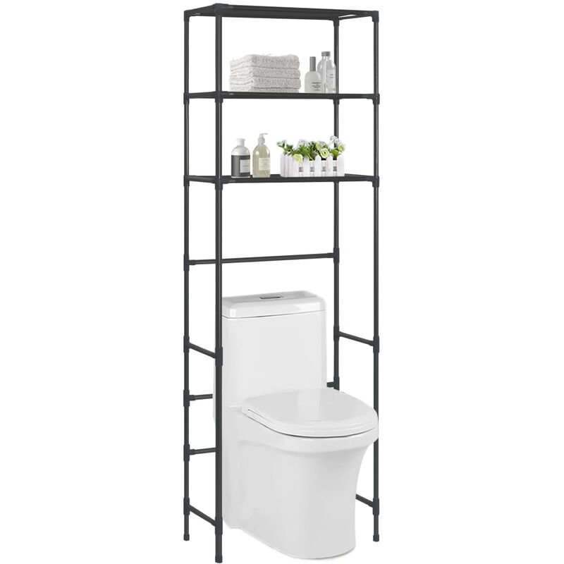 

Youthup - Estante encima del inodoro 3 niveles negro 53x28x169 cm - Negro