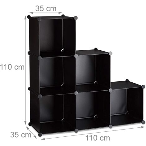 Estante escalera 6 compartimentos mueble biblioteca separación negro 1300011402