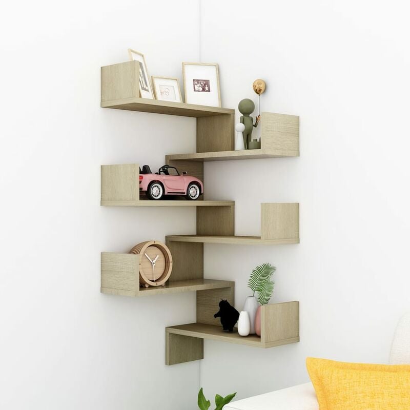

Estante esquina pared 2 uds aglomerado roble Sonoma 40x40x50cm