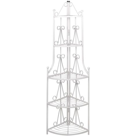 Estante esquinero 5 niveles acero blanco interior o exterior para plantas flores 2702004
